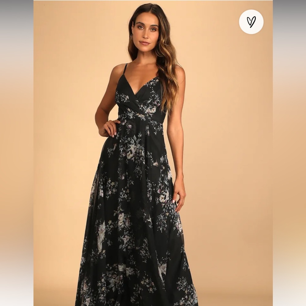 black floral print maxi Lulus